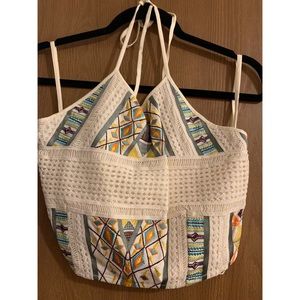 Embroidered cream crop top